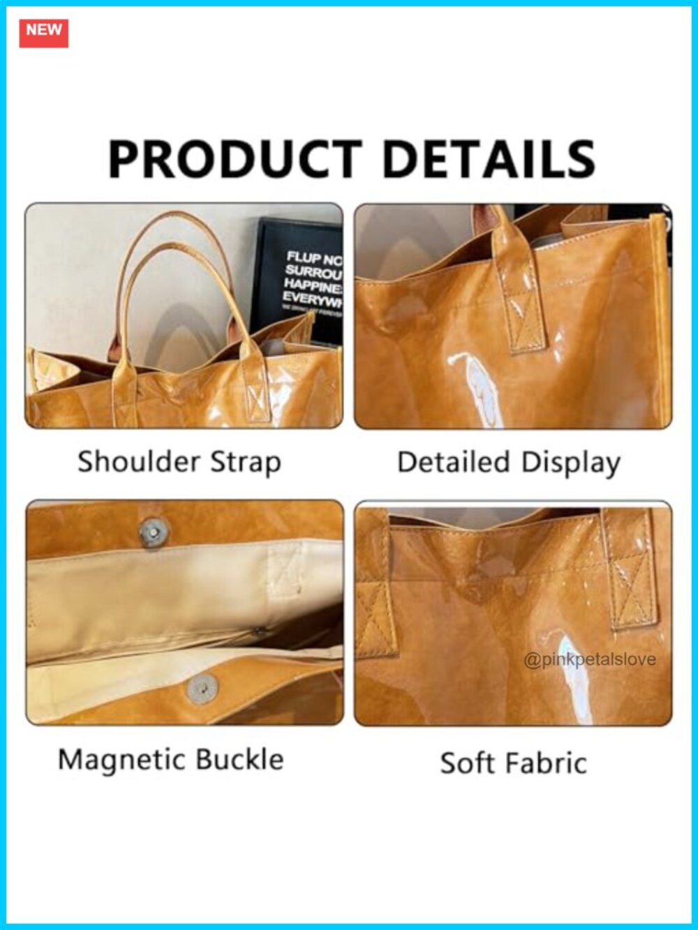 PVC Tote Bag Large Work Plastic Tote Letter Print Shoulder Bag Hobo Handbag Top - Picture 3 of 6